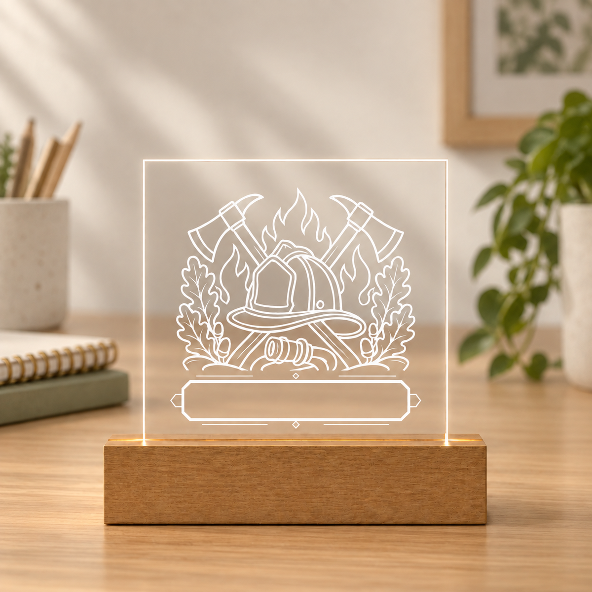 Feuerwehrheld – Heller Schreibtisch · Dein Favorit Design