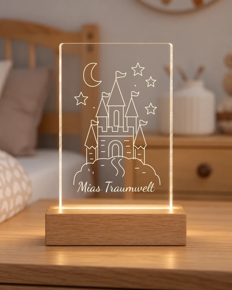 Traumschloss Acryllicht mit Beispielgravur Mias Traumwelt