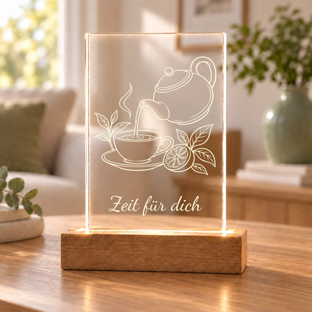 Teegarten – Acryllicht mit Wunschtext mit Beispielname Zeit für dich – Dein Favorit Design