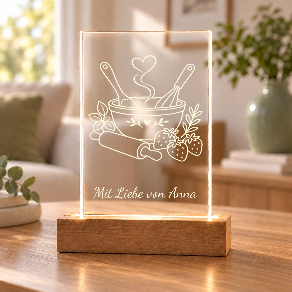 Küchenzauber – Acryllicht mit Wunschtext mit Beispielname Mit Liebe von Anna – Dein Favorit Design