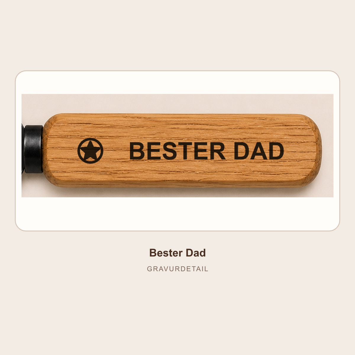 Bester Dad – Detailansicht der festen Gravur