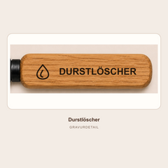 Durstlöscher – Detailansicht der festen Gravur