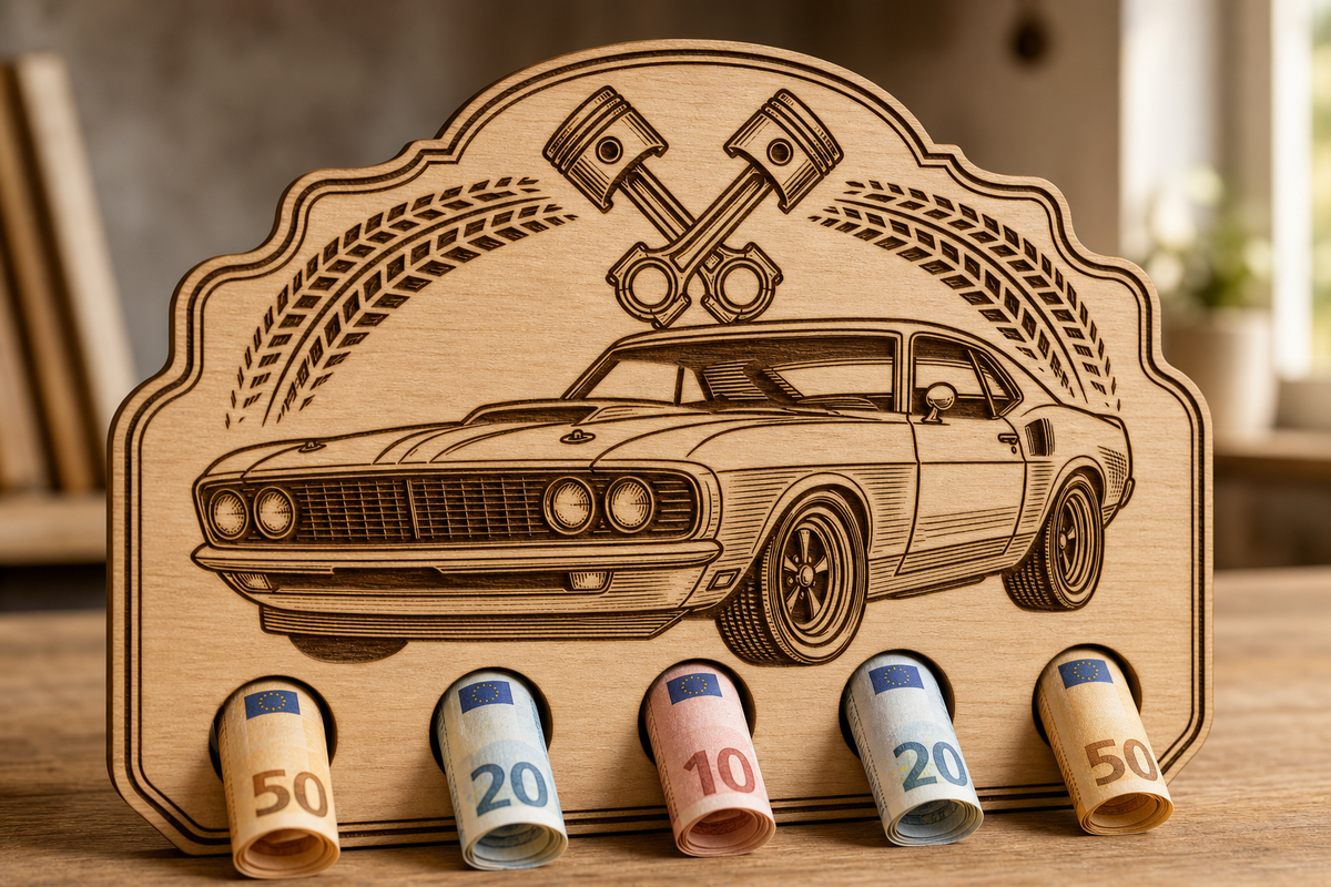 Geldhalter 1:1 geprüft · Geldhalter Auto – Muscle Car · Produktfoto