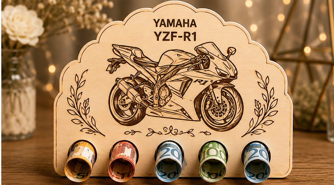 Geldhalter 1:1 geprüft · Geldhalter Motorrad – Yamaha YZF-R1 · Produktfoto