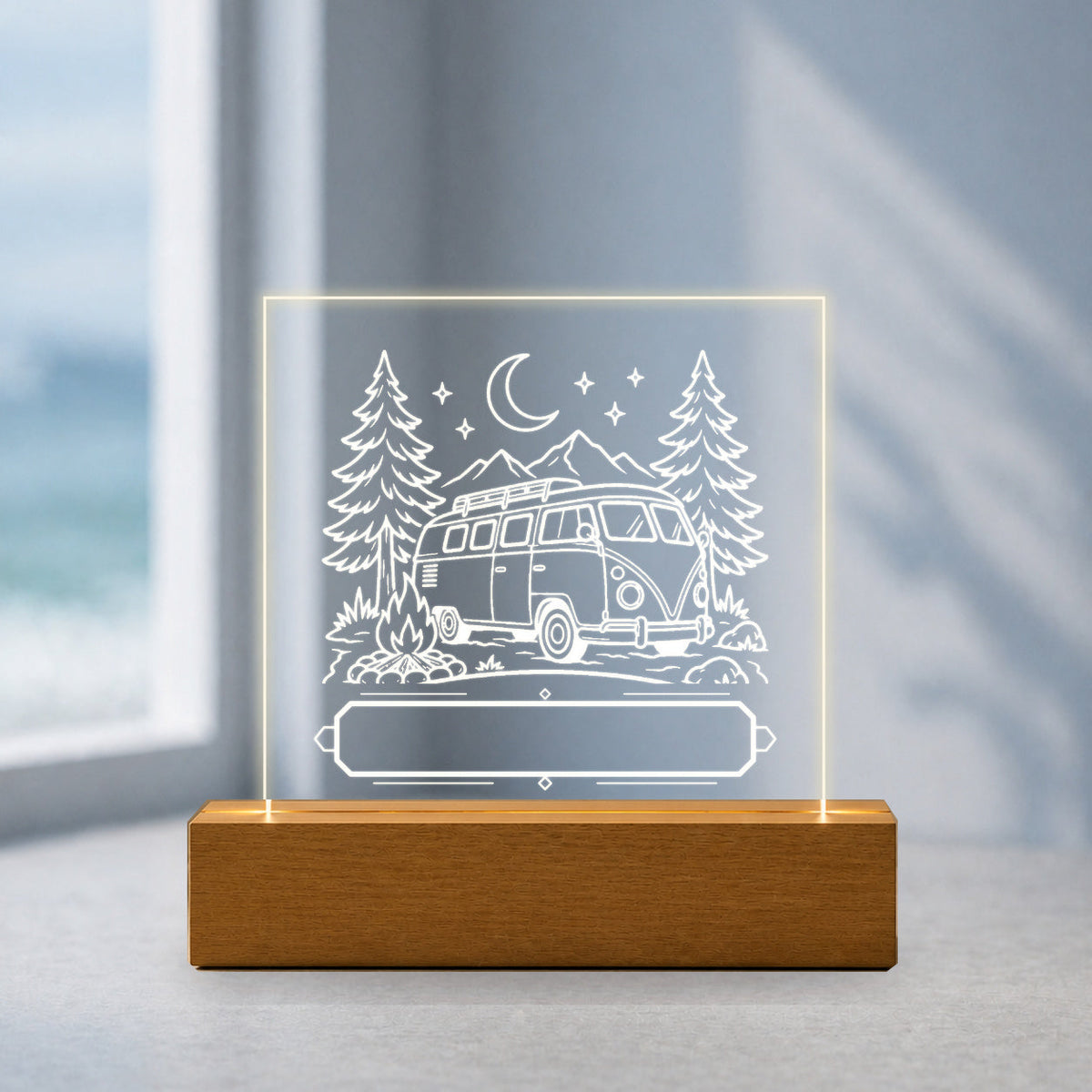PersonalizePilot Acryl 11x11 campergluck-personalisiertes-acrylschild-11-11-cm Küstenblau v2