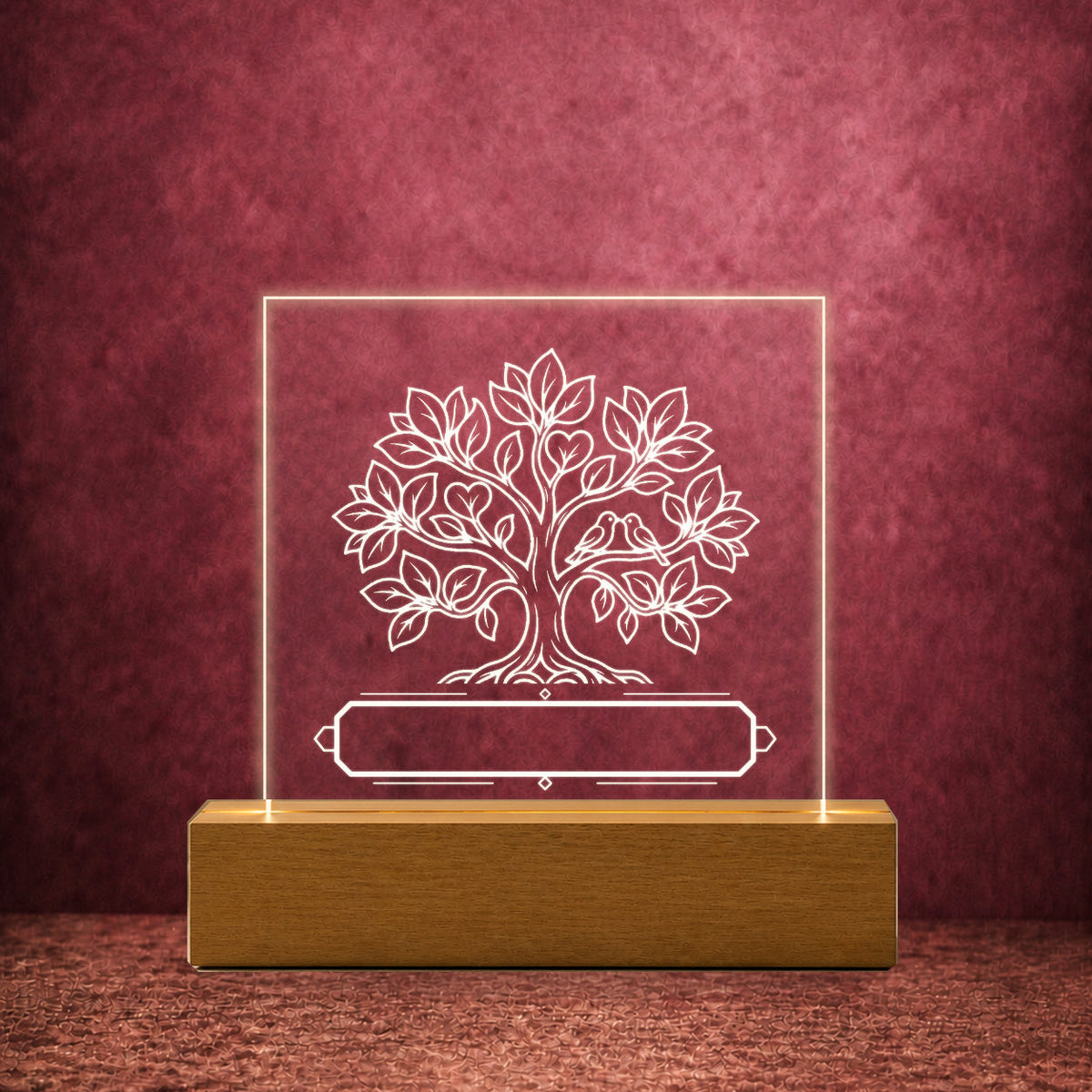 PersonalizePilot Acryl 11x11 familiengluck-personalisiertes-acrylschild-11-11-cm Burgunder v2