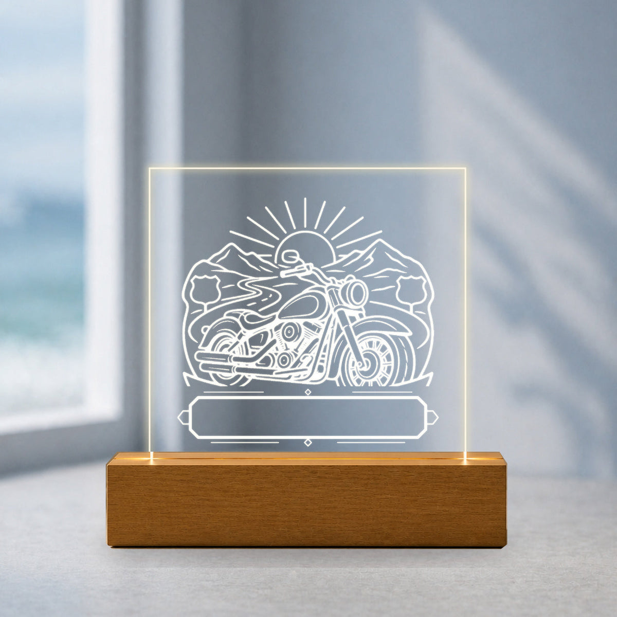 PersonalizePilot Acryl 11x11 freiheit-auf-zwei-radern-personalisiertes-acrylschild-11-11-cm Küstenblau v2