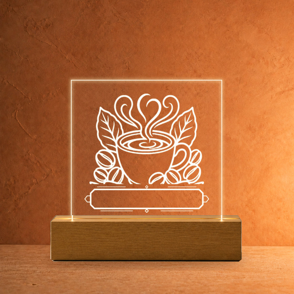PersonalizePilot Acryl 11x11 kaffeegluck-personalisiertes-acrylschild-11-11-cm Terrakotta v2