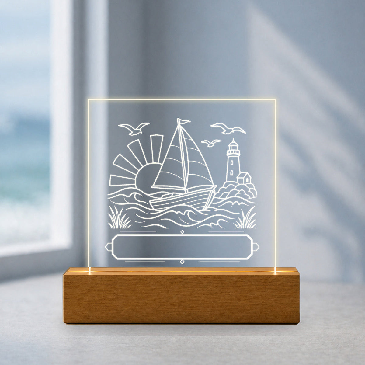 PersonalizePilot Acryl 11x11 meereszeit-personalisiertes-acrylschild-11-11-cm Küstenblau v2