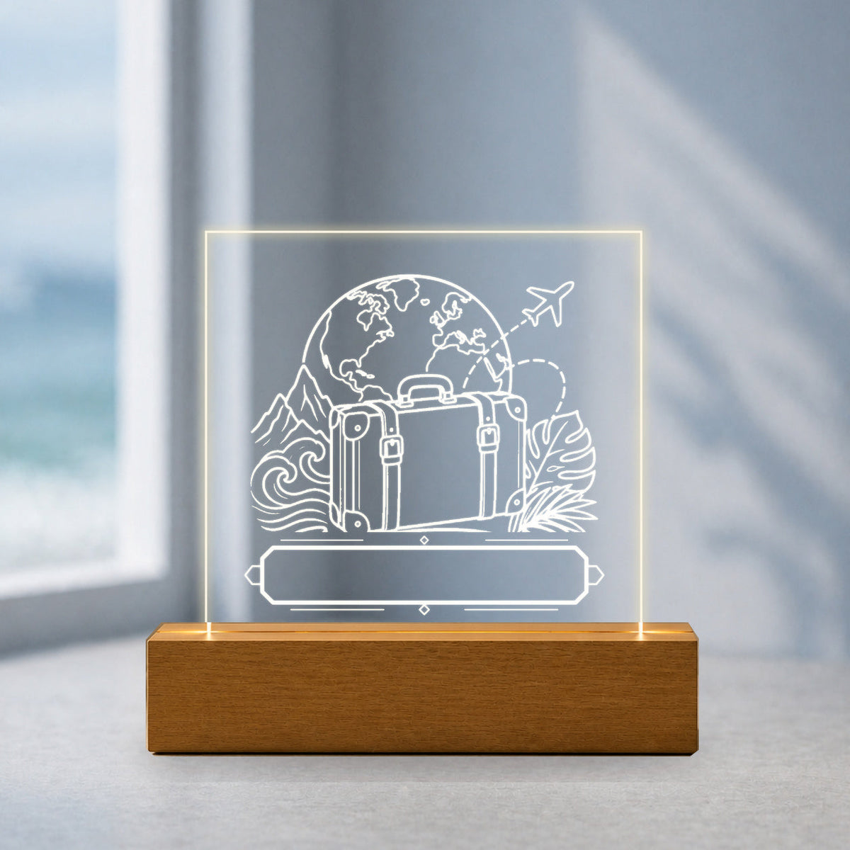 PersonalizePilot Acryl 11x11 reiselust-personalisiertes-acrylschild-11-11-cm Küstenblau v2