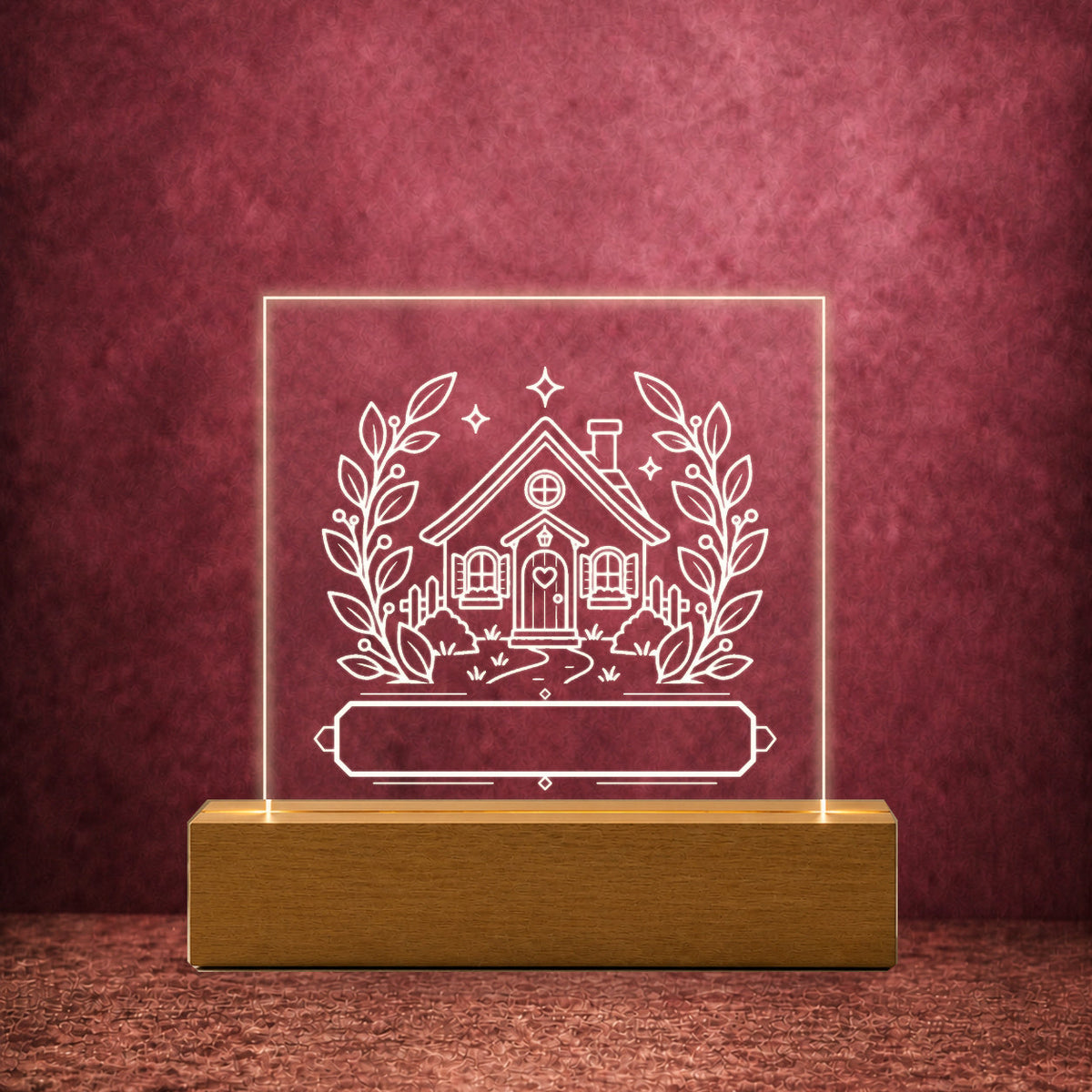 PersonalizePilot Acryl 11x11 unser-zuhause-personalisiertes-acrylschild-11-11-cm Burgunder v2