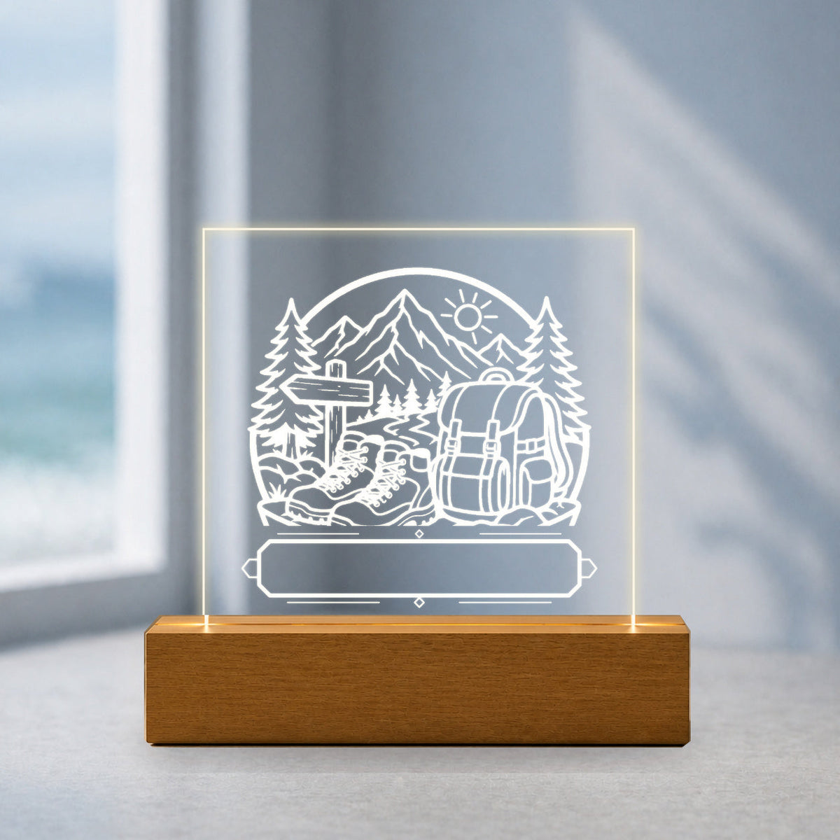 PersonalizePilot Acryl 11x11 wanderlust-personalisiertes-acrylschild-11-11-cm Küstenblau v2
