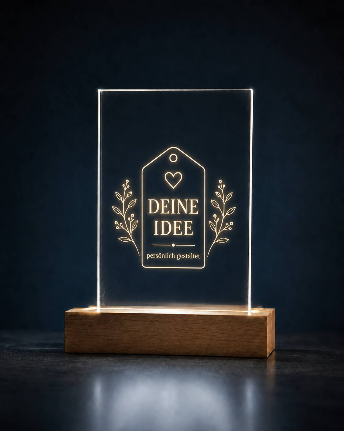 Dein Favorit – Beleuchtetes Acrylschild selbst gestalten 11 × 18 cm · Produktfoto